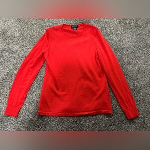 Lord & Taylor 100% extra fine merino wool Vibrant Red Crewneck Sweater